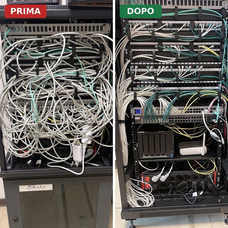 Rack ufficio prima e dopo il riordino